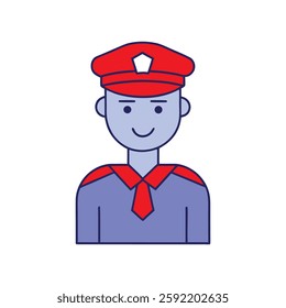 Police Officer Icon Vector: Minimalist Law Enforcement Line Art Illustration