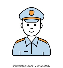 Police Officer Icon Vector: Minimalist Law Enforcement Line Art Illustration