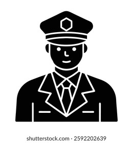 Police Officer Icon Vector: Minimalist Law Enforcement Line Art Illustration