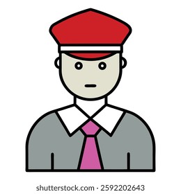 Police Officer Icon Vector: Minimalist Law Enforcement Line Art Illustration