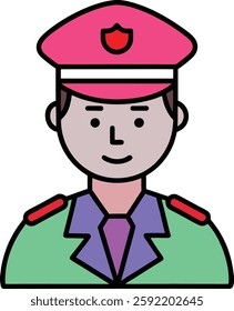 Police Officer Icon Vector: Minimalist Law Enforcement Line Art Illustration