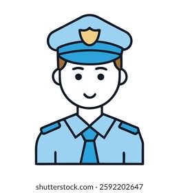 Police Officer Icon Vector: Minimalist Law Enforcement Line Art Illustration