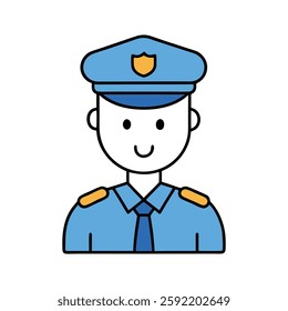 Police Officer Icon Vector: Minimalist Law Enforcement Line Art Illustration