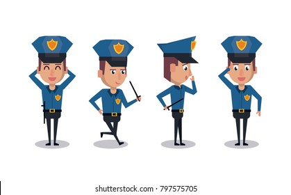 Police officer icons cartoon