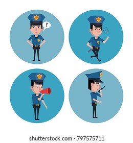 Police officer icons cartoon