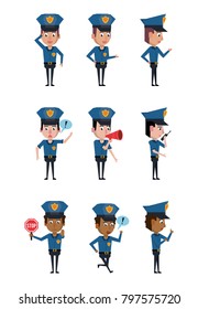 Police officer icons cartoon