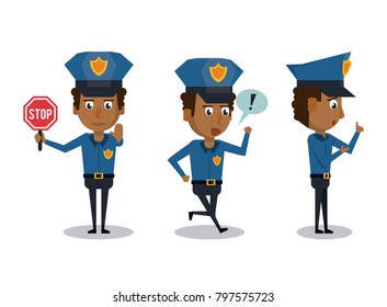 Police officer icons cartoon