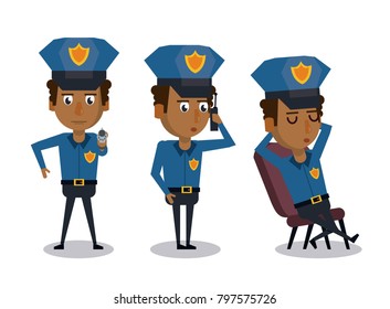 Police officer icons cartoon