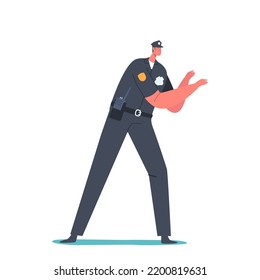 Police Officer Isolated on White Background. Policeman or Cop Character Wear Uniform, Security, Professional Guard, Patrol Personage Defend Law. Cartoon People Vector Illustration