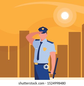 police officer law character vector illustration design