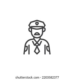 Police officer line icon. linear style sign for mobile concept and web design. Policeman, cop outline vector icon. Symbol, logo illustration. Vector graphics