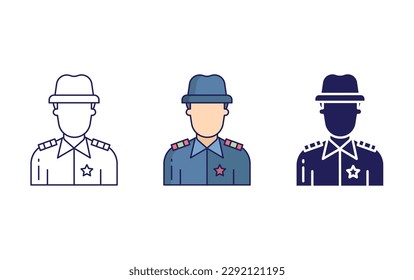 police officer line and solid illustration icon