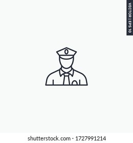 Police officer, linear style sign for mobile concept and web design. Symbol, logo illustration. Pixel perfect vector graphics