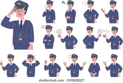 police officer man emotion illustration