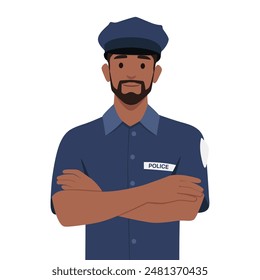 Police officer. Man in form of policing. Flat vector illustration isolated on white background