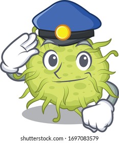 Police officer mascot design of bacteria coccus wearing a hat