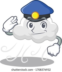 Police officer mascot design of cloudy windy wearing a hat