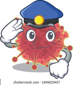 Police officer mascot design of coronaviridae wearing a hat