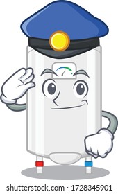 Police officer mascot design of gas water heater wearing a hat