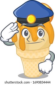 Police Officer Mascot Design Of Orange Ice Cream Wearing A Hat