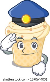 Police officer mascot design of vanilla ice cream wearing a hat