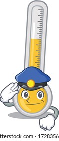 Police officer mascot design of warm thermometer wearing a hat