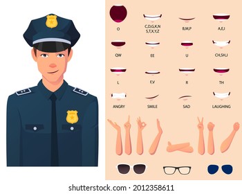 Police Officer Mouth Animation Pack With Hand Gestures