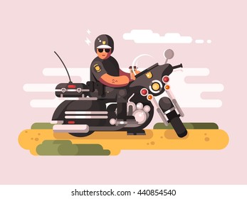 Police Officer On Motorcycle