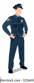 Police officer on a white background. Flat illustration