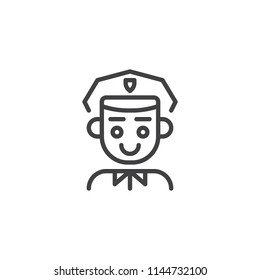 Police Officer outline icon. linear style sign for mobile concept and web design. Police man simple line vector icon. Symbol, logo illustration. Pixel perfect vector graphics
