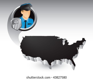 police officer over black united states icon