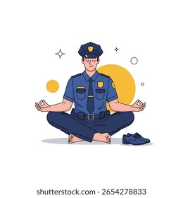Policial praticando ioga e meditação para o bem-estar mental e redução do estresse