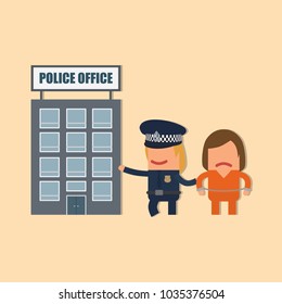 Police officer and a prisoner with a police office, vector illustration design. Police collection.