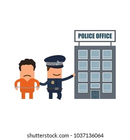 Police officer and a prisoner with a police office, vector illustration design. Police collection.