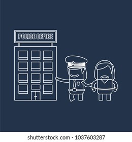 Police officer and a prisoner with a police office, vector illustration design. Police collection.