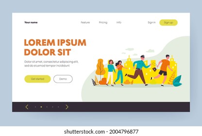 Police officer pursuing thief for arrest. Male offender stealing bag from women. Vector illustration for criminal, mugger, violation of law topics