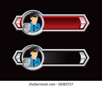 police officer red and black arrows