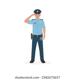 Police officer salute vector illustration