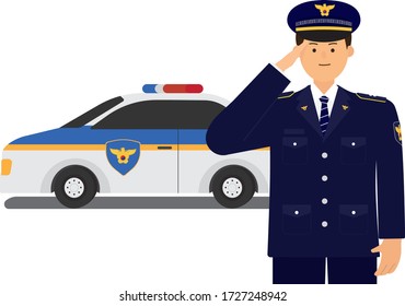 A police officer saluting in uniform