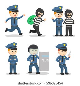 police officer set illustration design