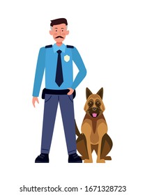 Police officer with shepherd germany vector illustration design