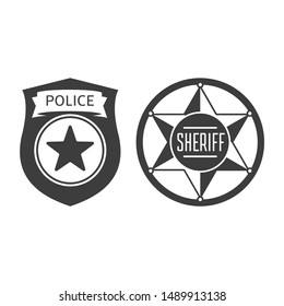 Police officer and Sheriff badge icon isolated on white background. Symbol of protection law order. Concept of law enforcement or justice. Vector illustration EPS 10.