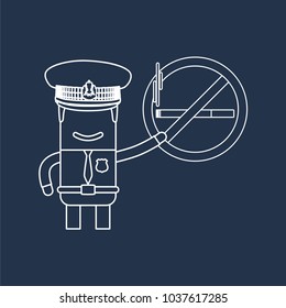 Police officer showing a no smoking sign, vector illustration design. Police collection.