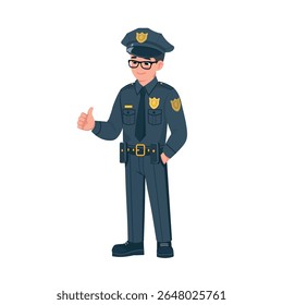 police officer showing thumbs up  cartoon vector illustration