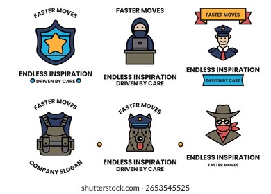 A police officer is shown with a badge and a star on his chest. The image is titled "Faster Moves" and is part of a series of images that are all related to the concept of faster movement