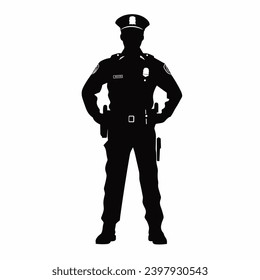 Police officer silhouette. Police officer black icon on white background