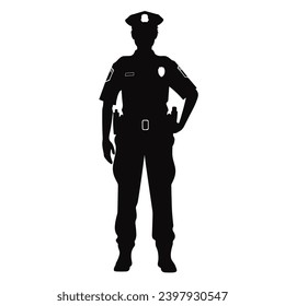 Police officer silhouette. Police officer black icon on white background