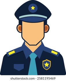 Police Officer Standing with Badge and Cap Icon