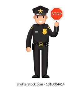 Police Officer Stop Sign Policeman Law Stock Vector (Royalty Free ...