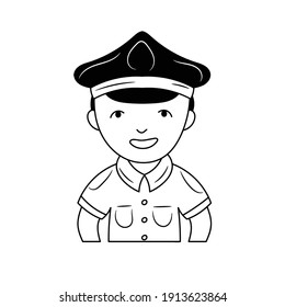Police Officer Thin line vector illustration. isolated with hand drawn style 